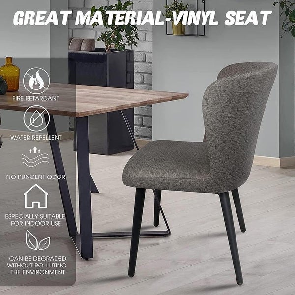 Set of 2 Kitchen Dining Room Chair Leather Chair with Fire Retardant and Water Repellent Vinyl Seat， Grey - 17.7