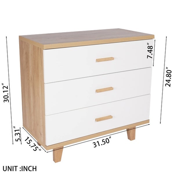 3 Drawer Dresser for Bedroom， Modern Wood Dresser， Storage Drawer Organizer with Solid Wood Legs， Accent Cabinet - as picture - - 37668528