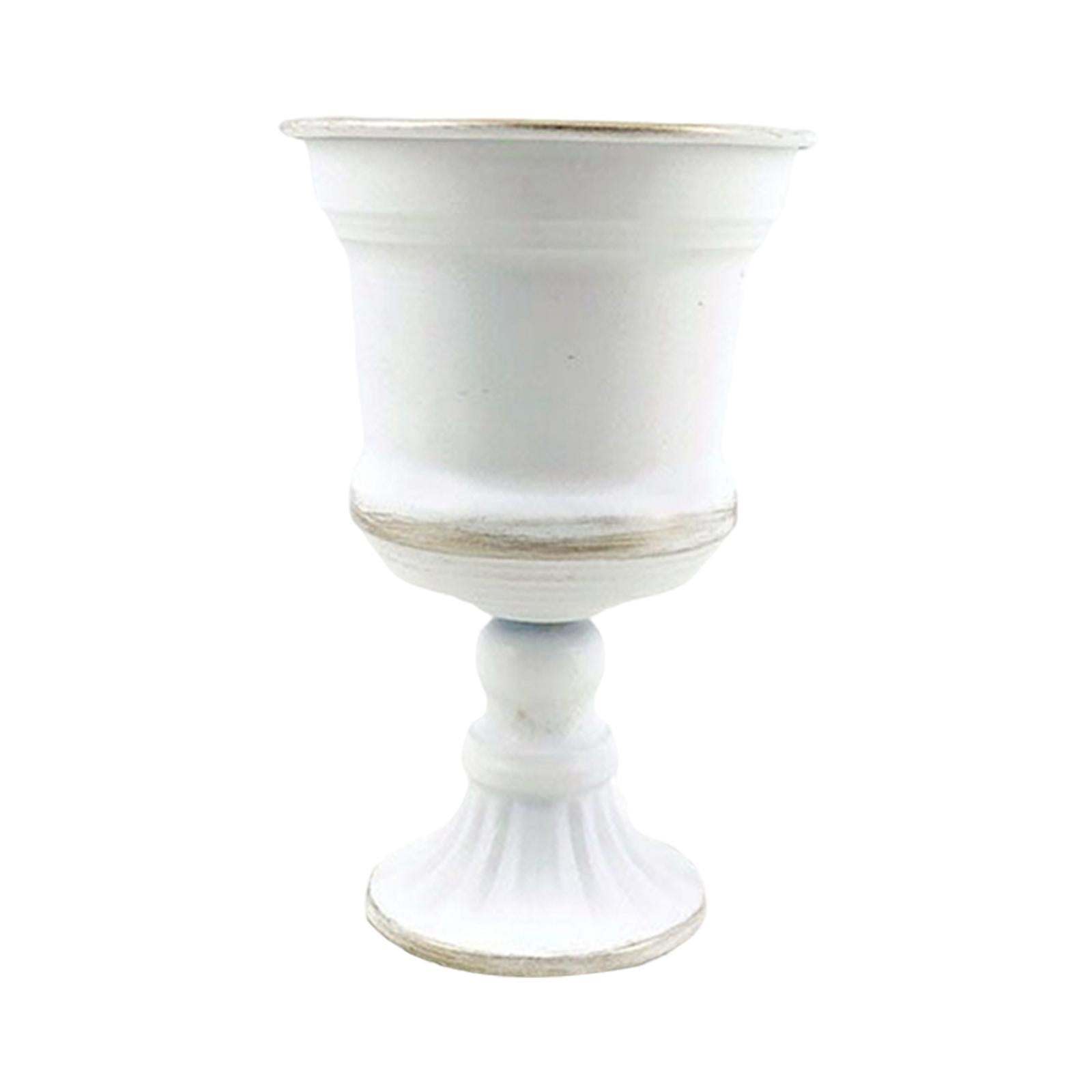 Decorative Flower Vase Metal Glass Urn Plant Pot Desktop Dried Flower Filler Table Decorative for Home Room Centerpieces and Events White