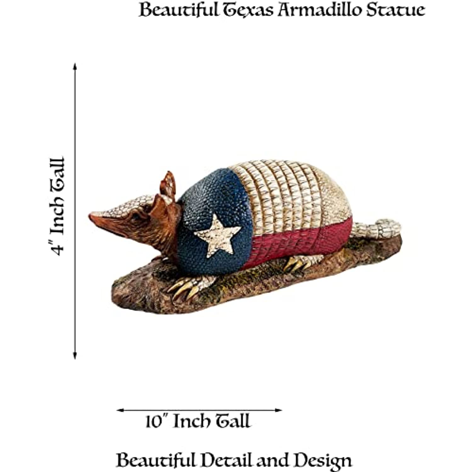 Urbalabs Western Armadillo Texas Flag Office Desk Art Armadillo Gifts Figure Western Garden Statues Decor Outdoor Statue Yard Art Sculptures Rustic Yard Decorations (Texas Dillo)