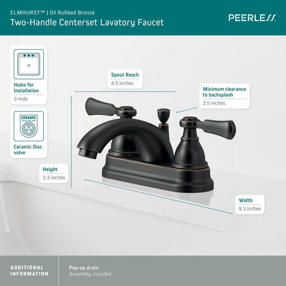 Peerless Elmhurst 4 in Centerset 2Handle Bathroom Faucet in Oil Rubbed Bronze