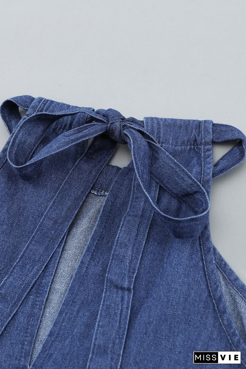 Blue Halter Neck Denim Tank Top