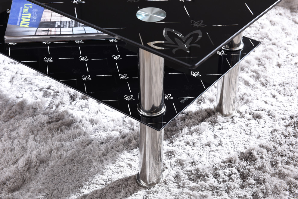 Glass Coffee Table  Black   Contemporary   Coffee Tables   by Hodedah Import Inc.  Houzz