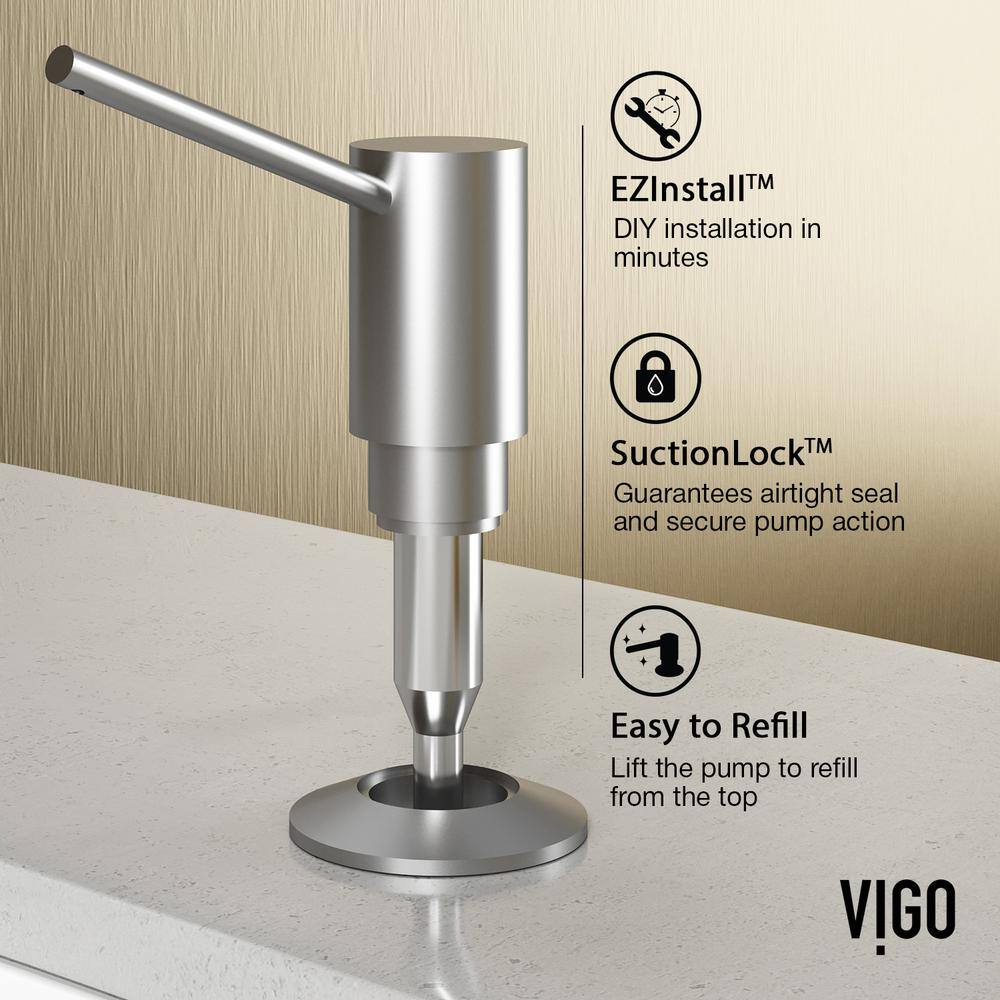 VIGO Gramercy Single Handle Pull-Down Spout Kitchen Faucet Set with Soap Dispenser in Stainless Steel VG02008STK5