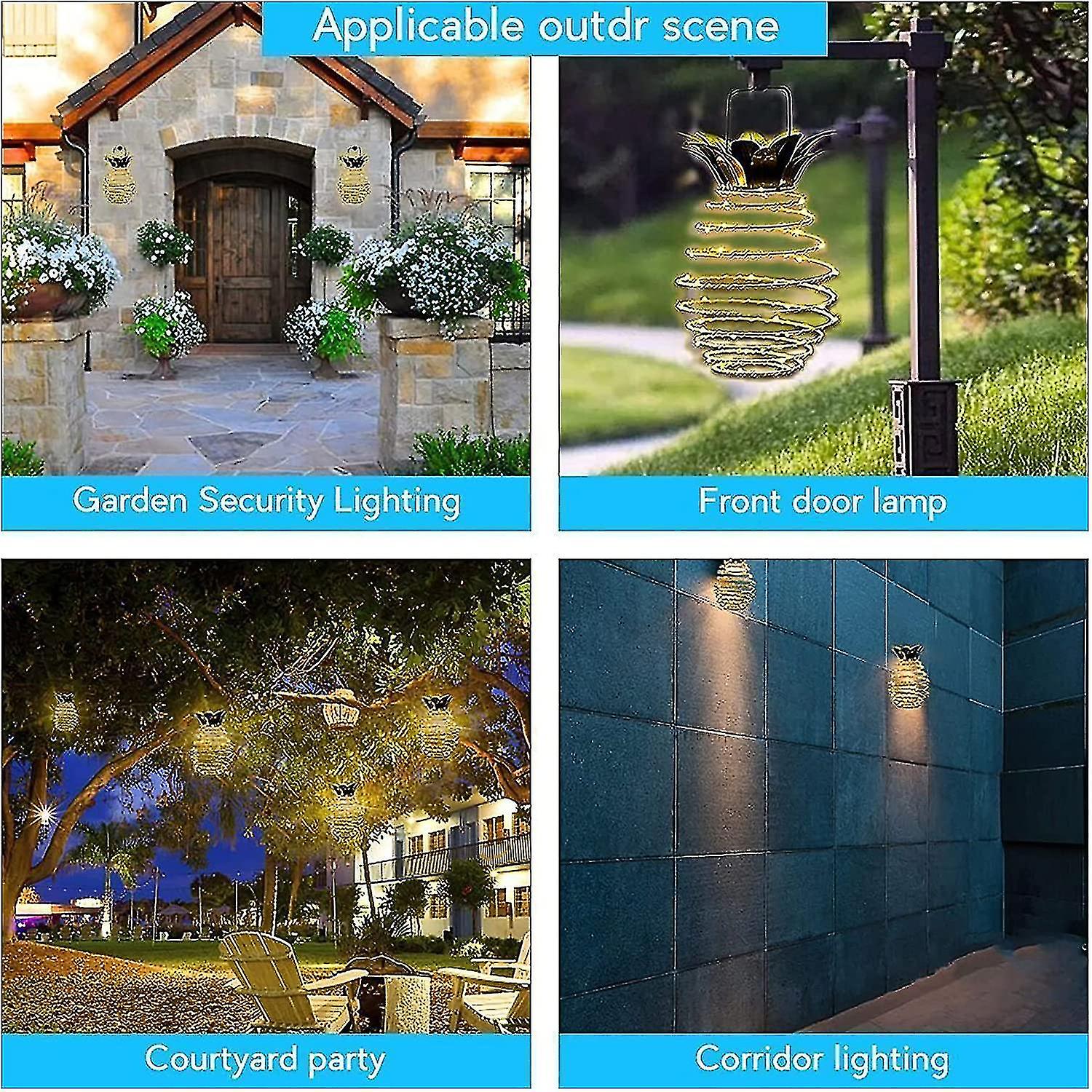 1 Pcs Hanging Spiral Solar Lights， Garden Pineapple Lantern