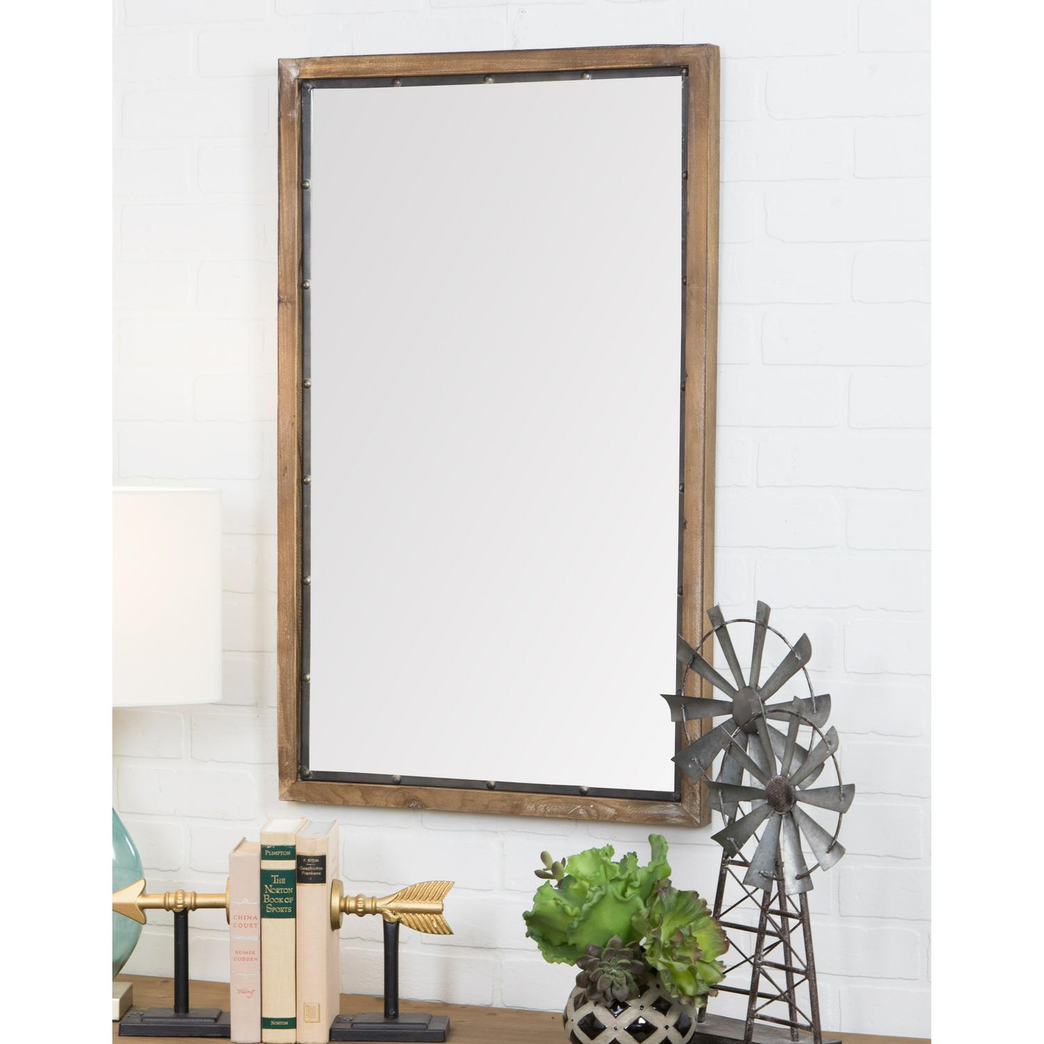 Marlon Rustic Wood Wall Mirror