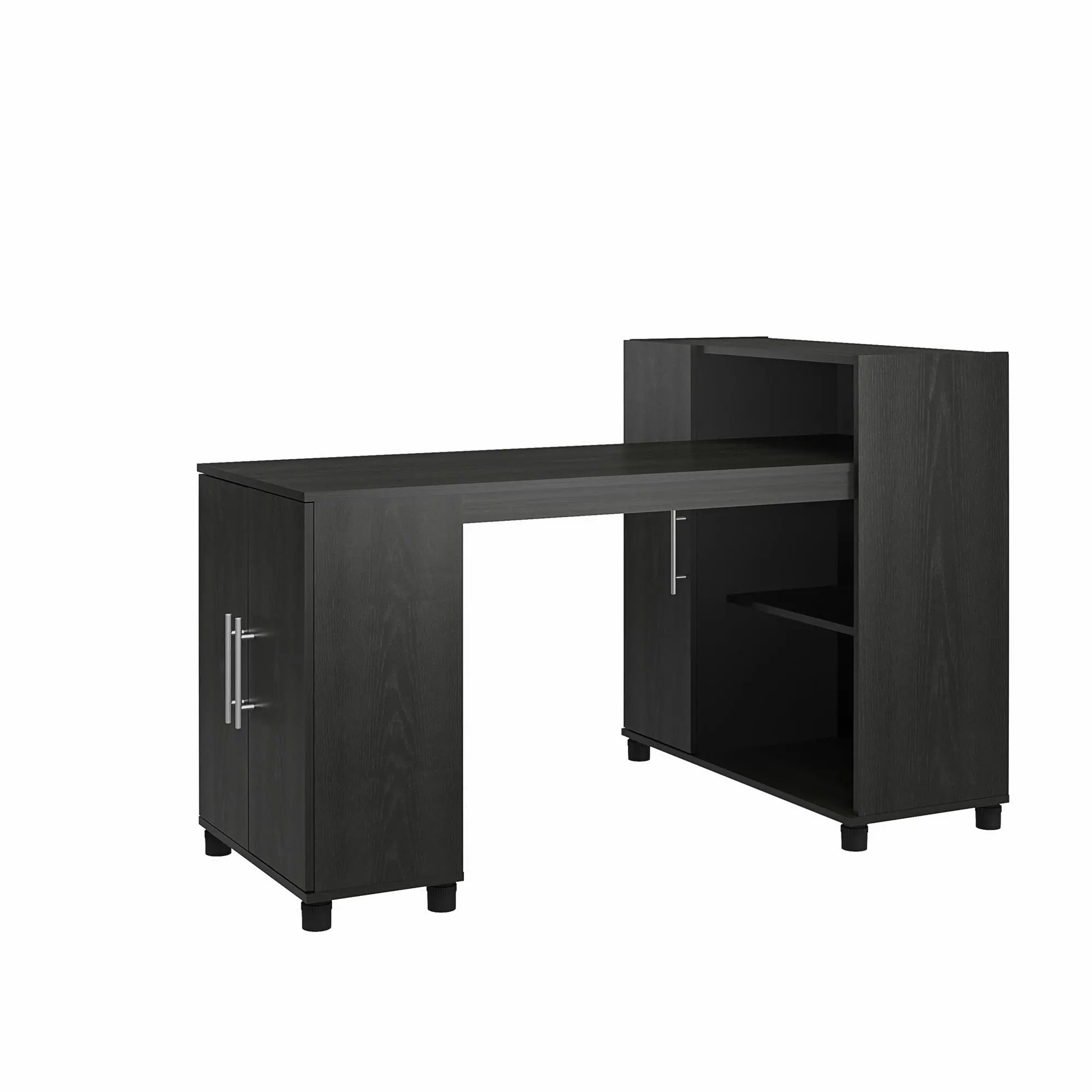 Camberly Black Oak Craft Desk with Storage Cabinet