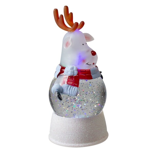 8.25 Reindeer LED Swirling Glitter Water Globe Christmas Table Decor