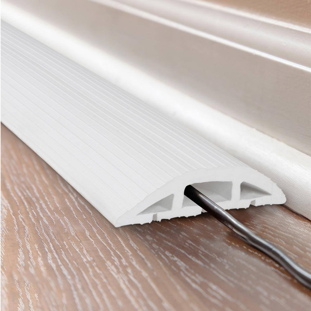 Stalwart 4 ft. 3-Channel Floor Cord Protector in White NNGSR105