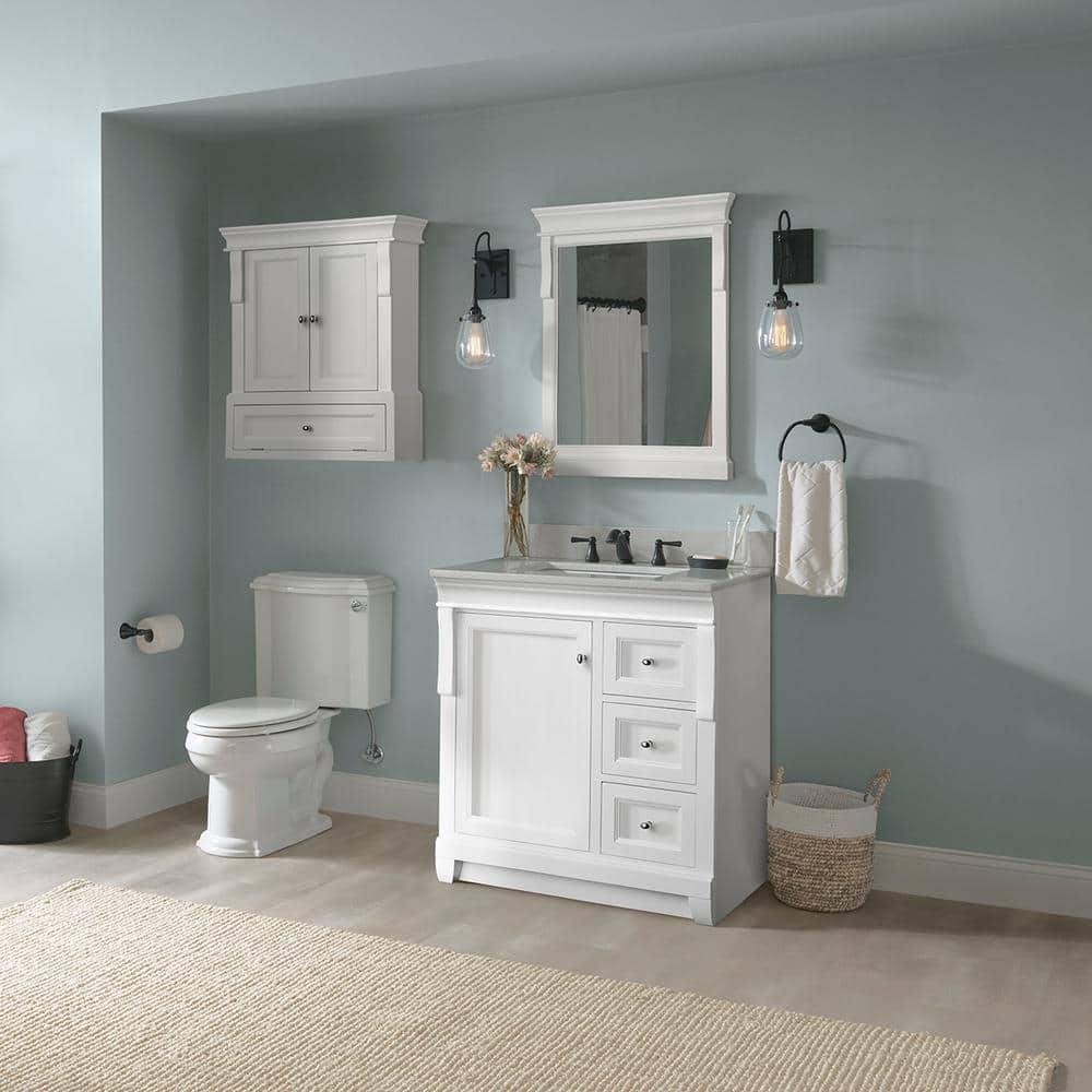 Home Decorators Collection Naples 2612 in W x 3234 in H x 8 in D Bathroom Storage Wall Cabinet in White