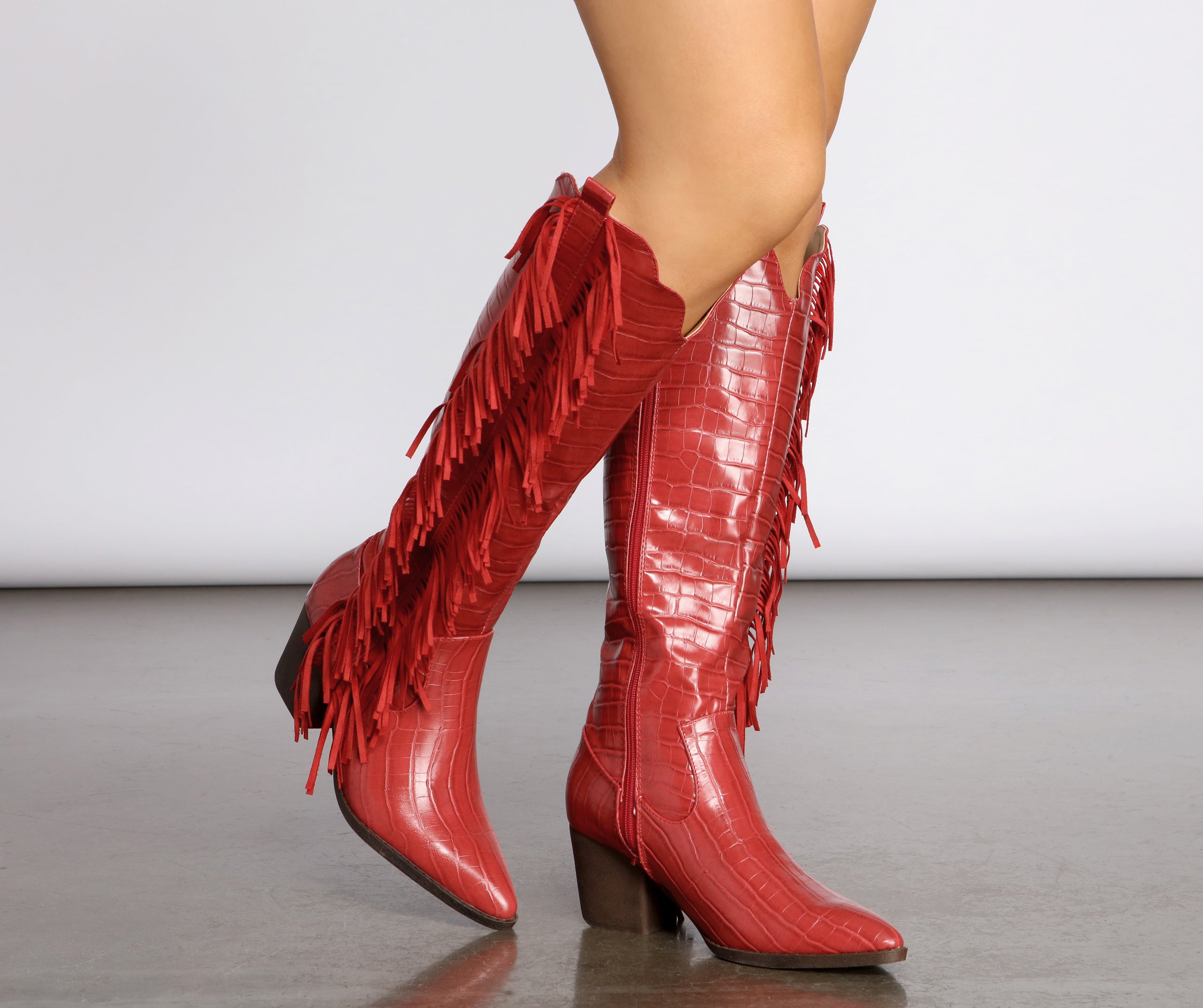 Scoot N' Boogey Fringe Red Cowboy Boots