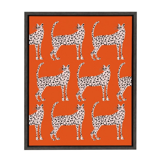 X 24 quot Sylvie Sassy Pink Cheetahs By Kendra Dandy Framed Wall Canvas Gray Kate amp Laurel All Things Decor