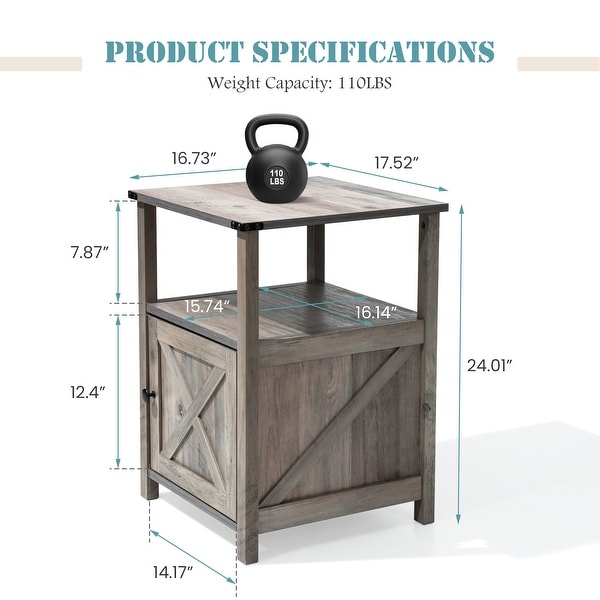 Chairside Table Sofa Table End Table with Storage Cabinet - See Picture