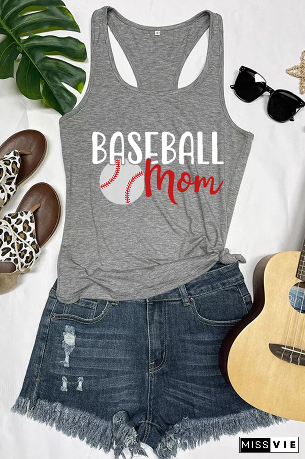 Baseball Mom Printed Sleeveless Tank Top Wholesale