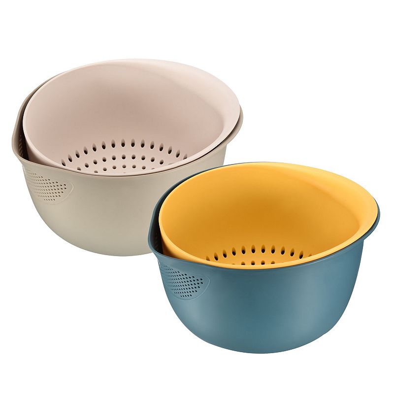 Plastic Kitchen Strainer Bowl Drainer Fruit Sieve Colander， 2PCS