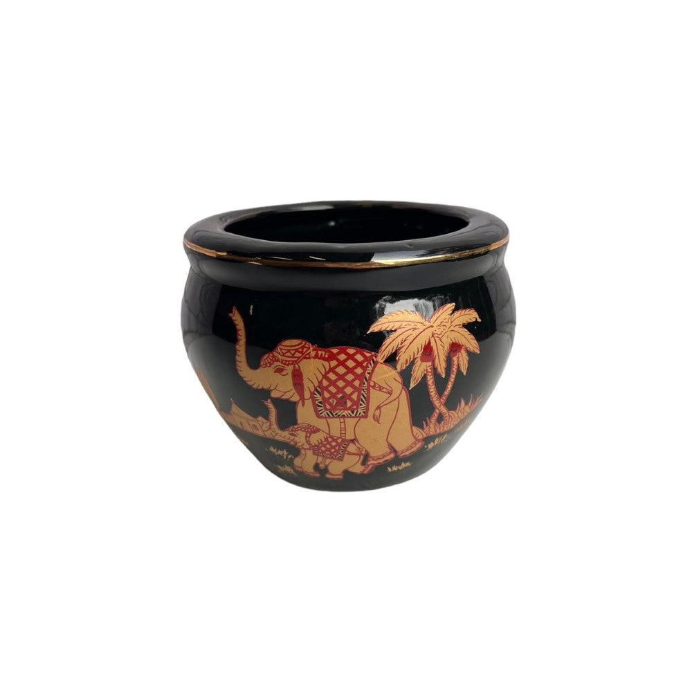 Alluring Elephant Design Black Planter