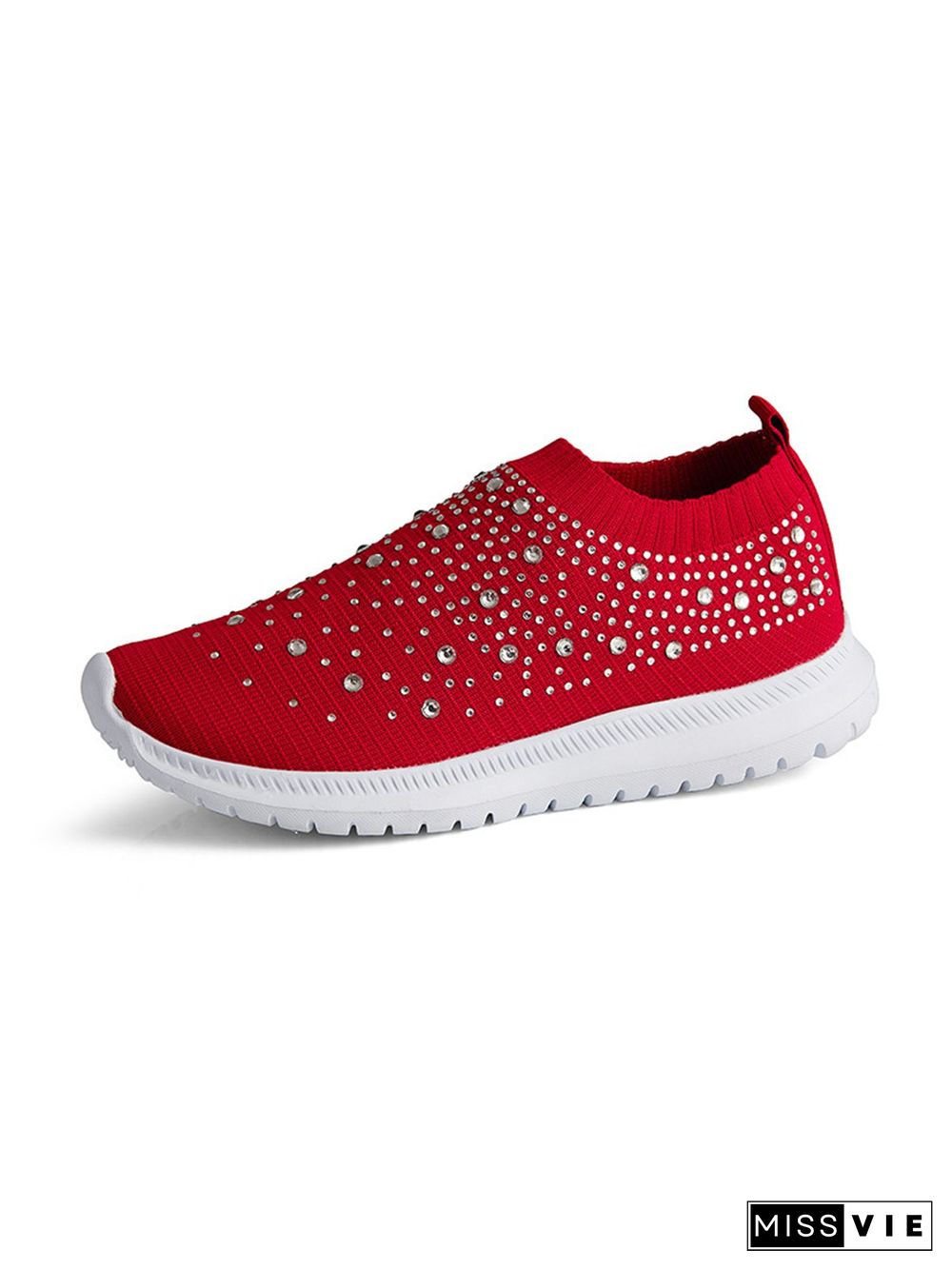 Rhinestone Design Portable Overfoot Lightweight Flyknit Sneakers