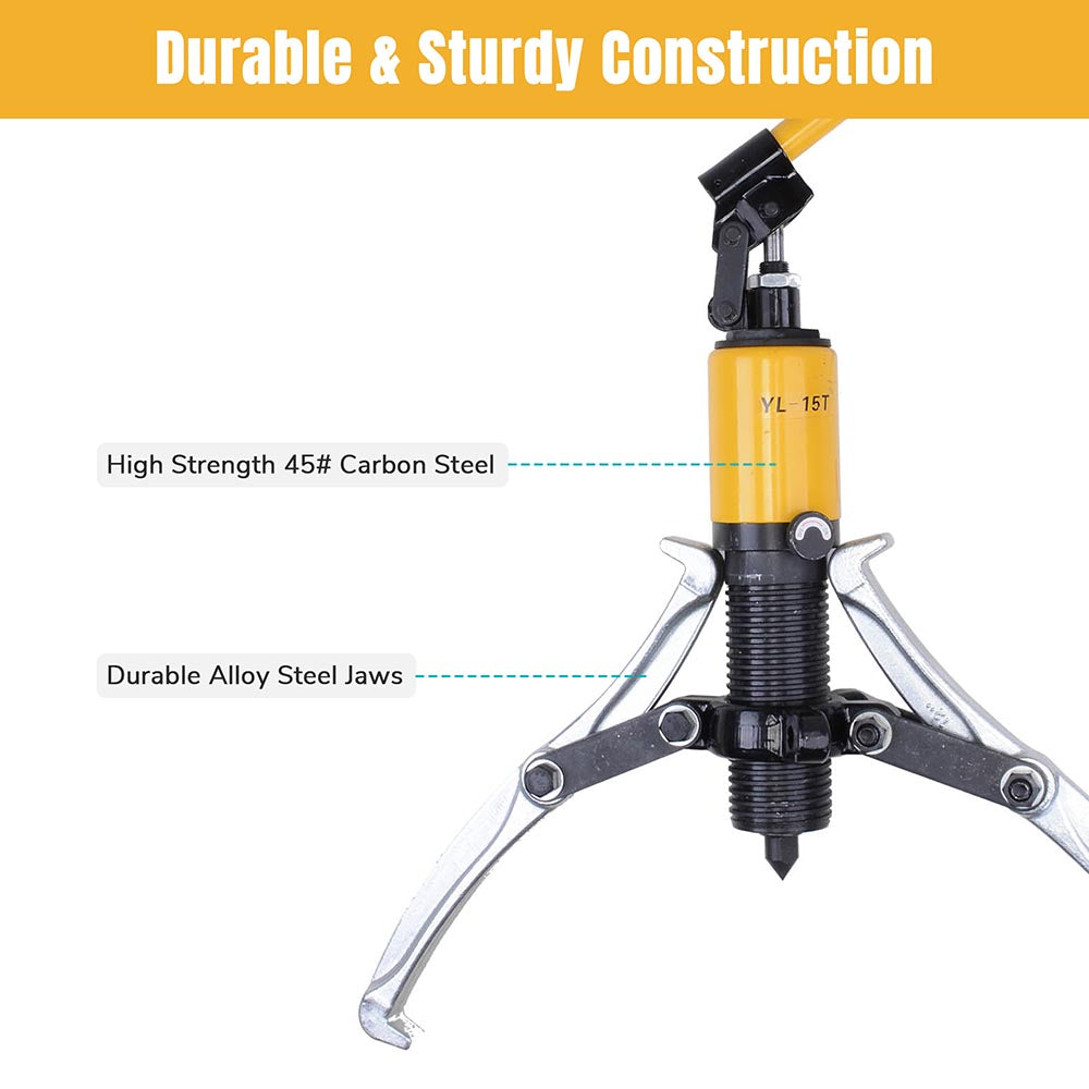 Yescom 3in1 Hydraulic Gear Bearing Puller Set 15 ton 3 Jaws w/ Case