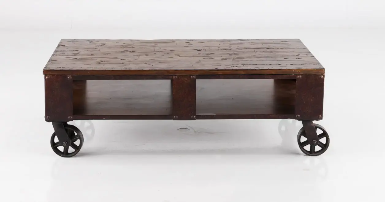 Pinebrook Industrial Coffee Table on Wheels