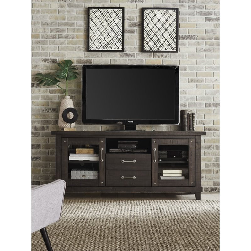 Modus Yosemite 2 Drawer Solid Wood TV Stand in Cafe   Transitional   Entertainment Centers And Tv Stands   by Homesquare  Houzz