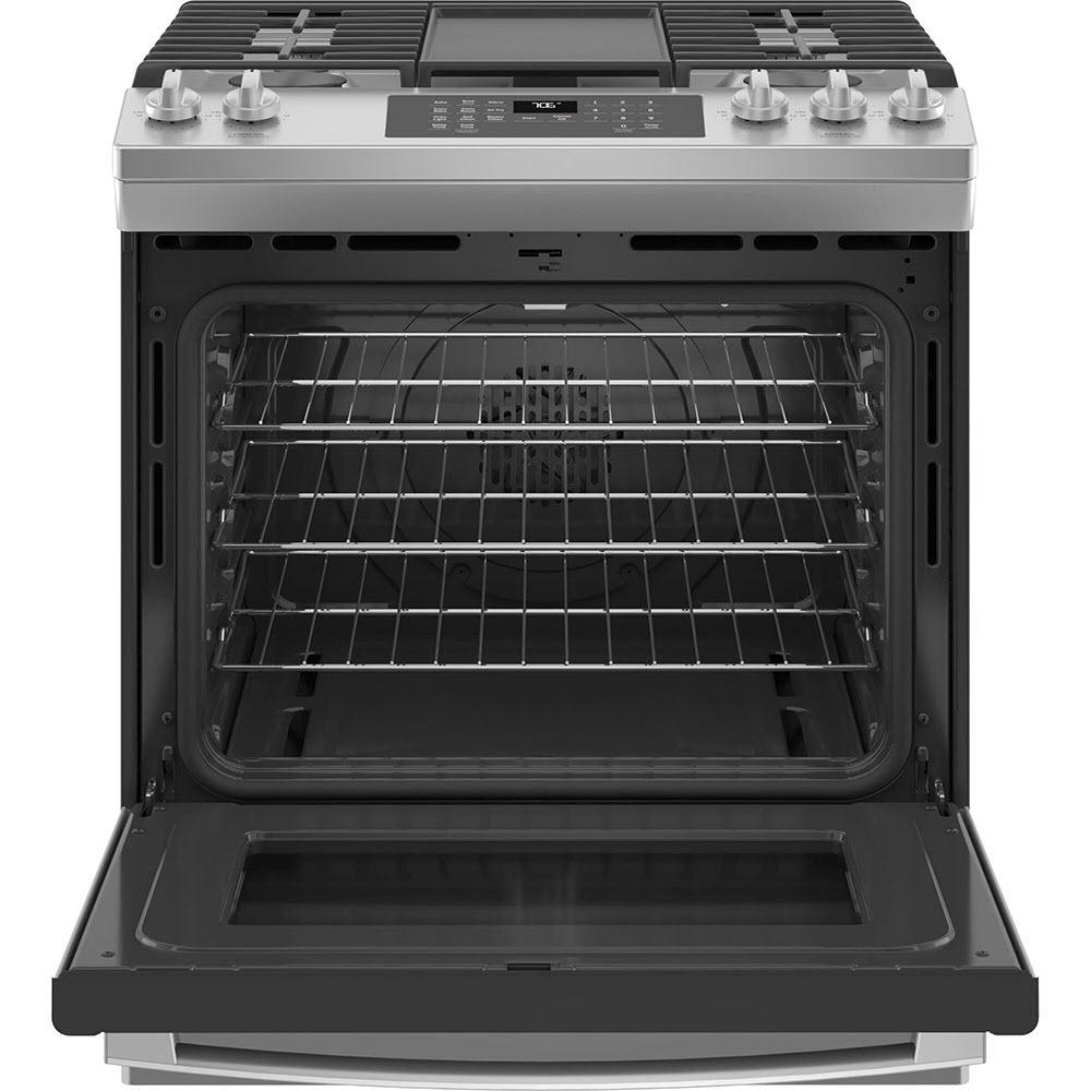 GE 30-inch Slide-in Gas Range with Convection Technology JCGS760SPSS