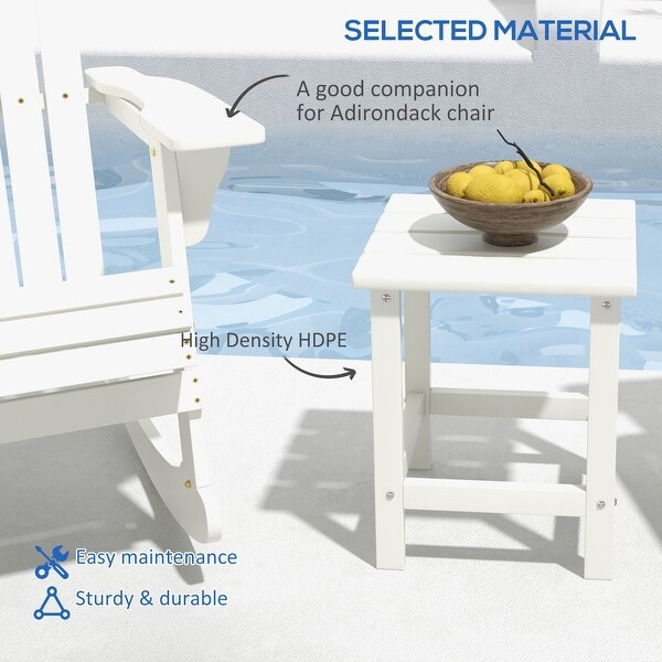 Outsunny White Square HDPE Outdoor Side Table