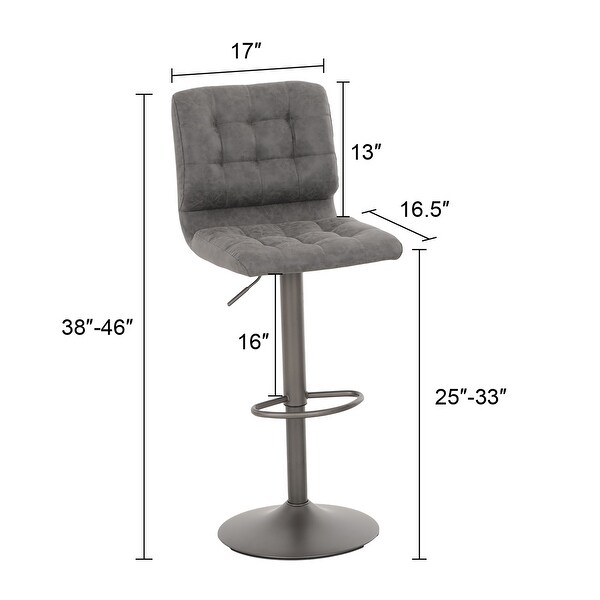 2-Piece Modern PU Leather Adjustable Swivel Bar Stools