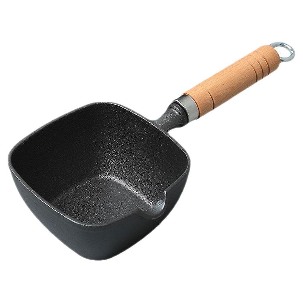 Kitchen Small Frying Pan Butter Warmer Pan Multi-functional Oil Heating Pan With Wood Handle