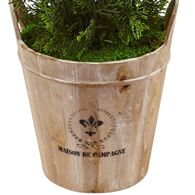 3 x27 Cedar Artificial Plant In Barrel Planter Nearly Natural