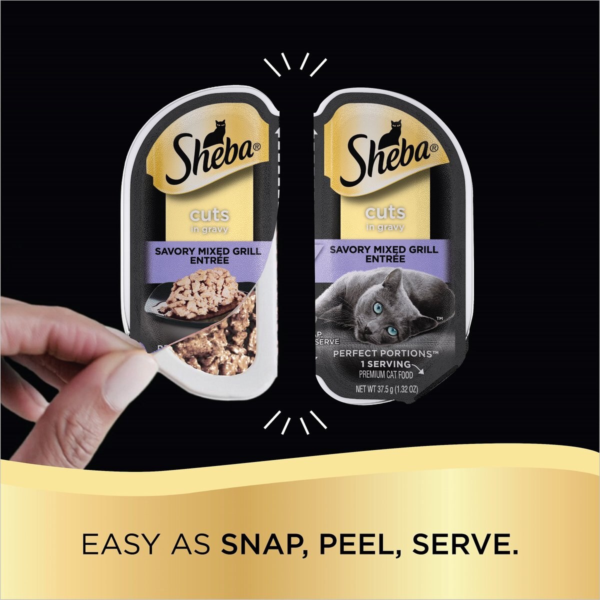 Sheba Perfect Portions Grain-Free Savory Mixed Grill Cuts in Gravy Entree Cat Food Trays