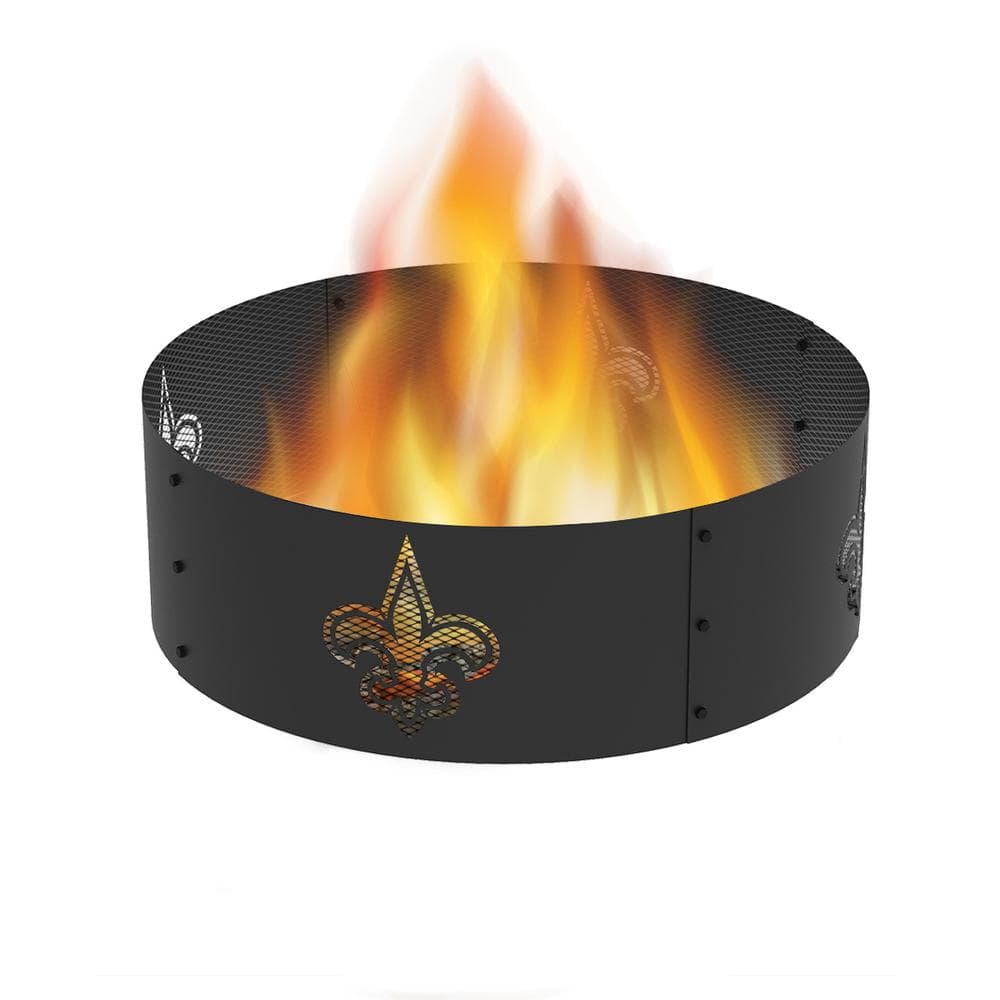 BLUE SKY OUTDOOR LIVING Decorative NFL 36 in. x 12 in. Round Steel Wood Fire Pit Ring - New Orleans Saints FR361208-SAINTS