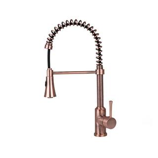 Fontaine by Italia Residential Single-Handle Spring Coil Pull-Out Sprayer Kitchen Faucet in Antique Copper N96566C-AC