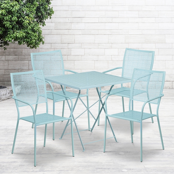 28-inch Square 5-piece Indoor/ Outdoor Folding Table and Chairs Set -  - 27415337