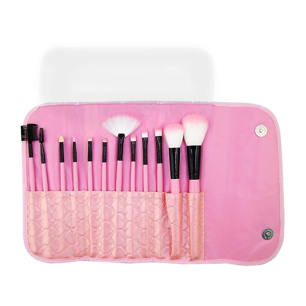 12pcs Pro Makeup Brushes Face Powder Eyebrows Eyeliners Lip Pencil Brush and Bag