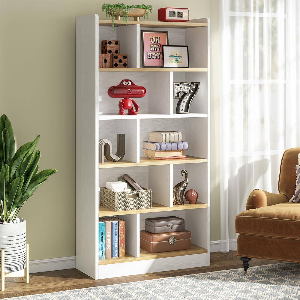 BYBLIGHT Eulas 36 in. Wide White 6 Shelf Bookcase Modern Tall Cube Bookshelf Large Open Display Shelves for Living Room BB-XK00123-XF2