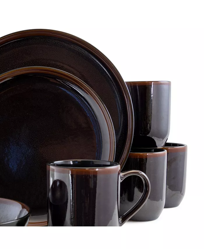 Elama Midnight Beach Dinnerware Set of 16 Pieces