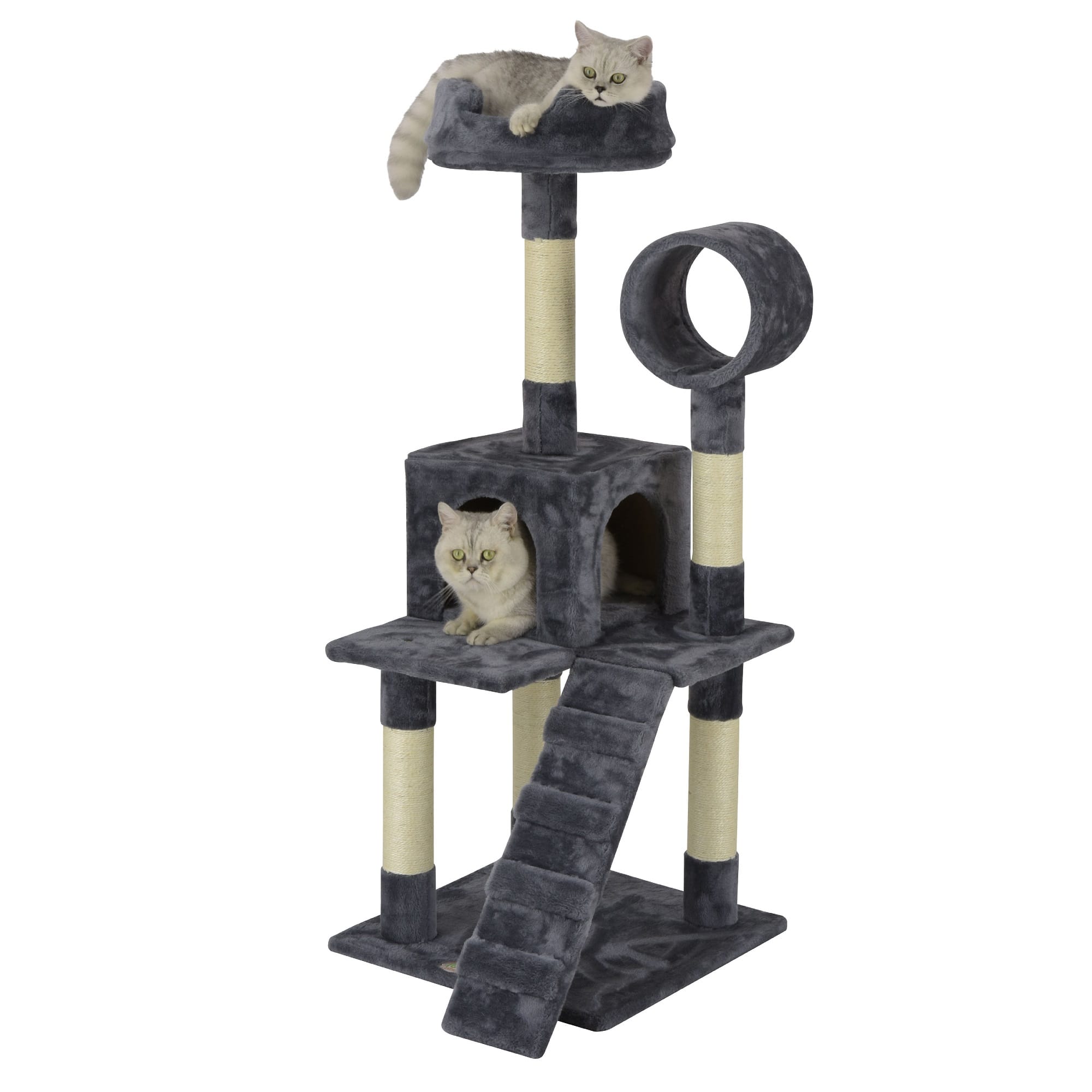 Go Pet Club Gray Cat Tree Condo with Sisal Covered Posts， 49.5