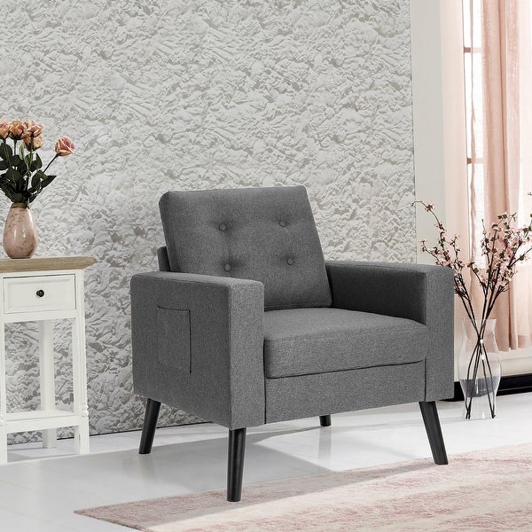 Modern Accent Armchair Upholstered Single Sofa Chair w/ 2-Side Pockets - See Details