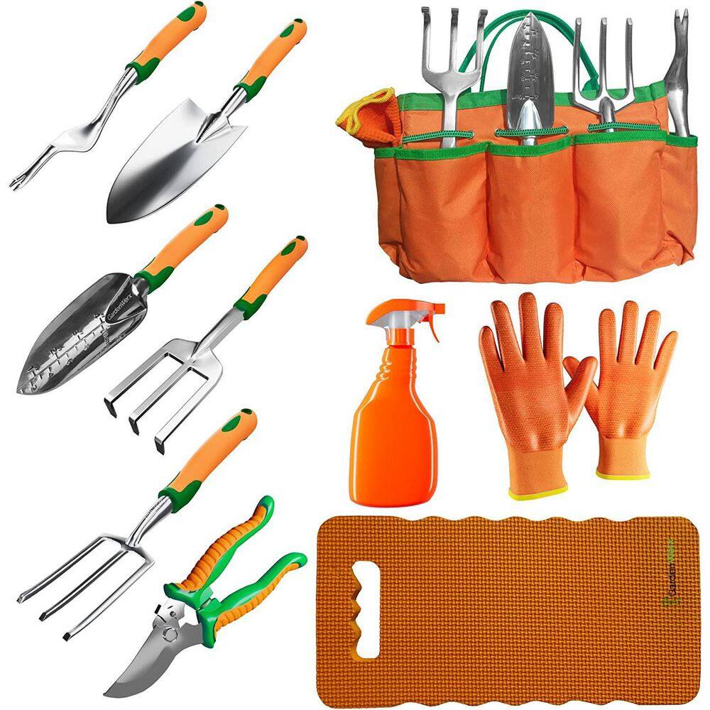 10-Piece Stainless Steel Heavy-Duty Garden Tool Set B0BHBQQ4CG