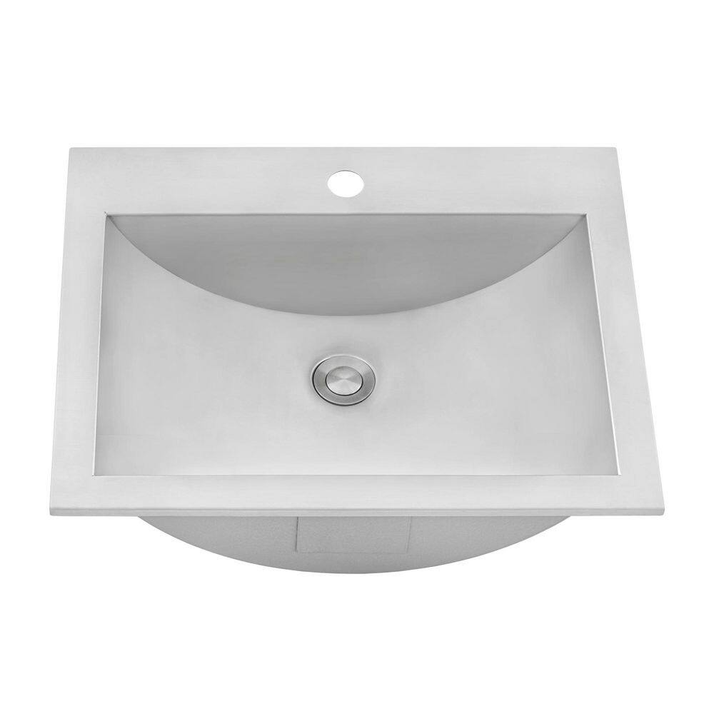 Ruvati 21 x 17 inch Drop-in Topmount Bathroom Sink Brushed Stainless Steel RVH5110ST