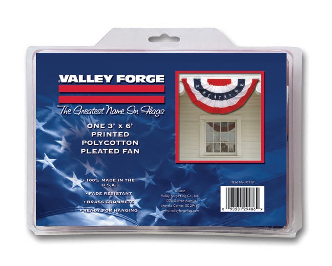 Valley Forge 3 x 6 Pleated Full Fan United States Flag - PFF ST