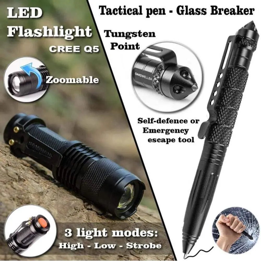 Survival Gear Kit Professional Emergency Survival Kit with Cutter  Tactical Pen  Flashlight for Camping  Hiking  Hunting