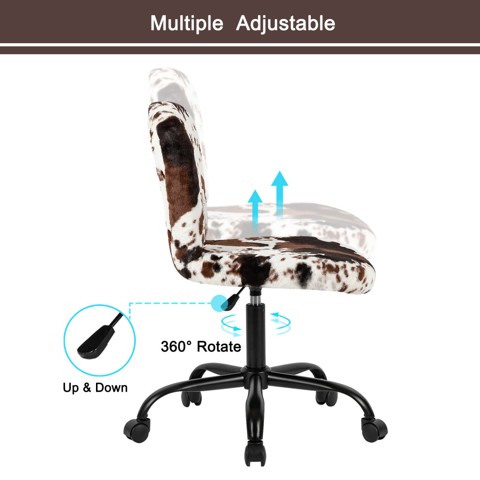 Faux Fur Brown Milk Cow Makeup Vanity Chairs With Golden Lacquer Base   Contemporary   Vanity Stools And Benches   by specialty imports  Houzz