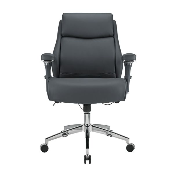 Modern Comfort Keera Bonded Leather Mid-Back Manager's Chair， Gray/Chrome， BIFMA Certified