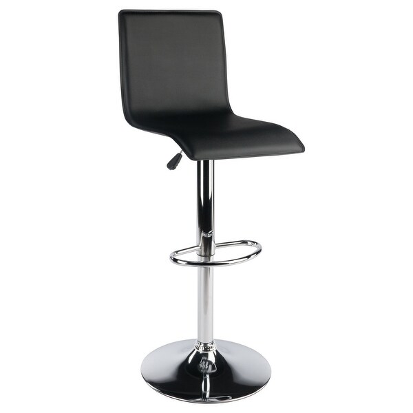 Wood Spectrum High Back Adjustable Swivel Stool， Black and Chrome Finish