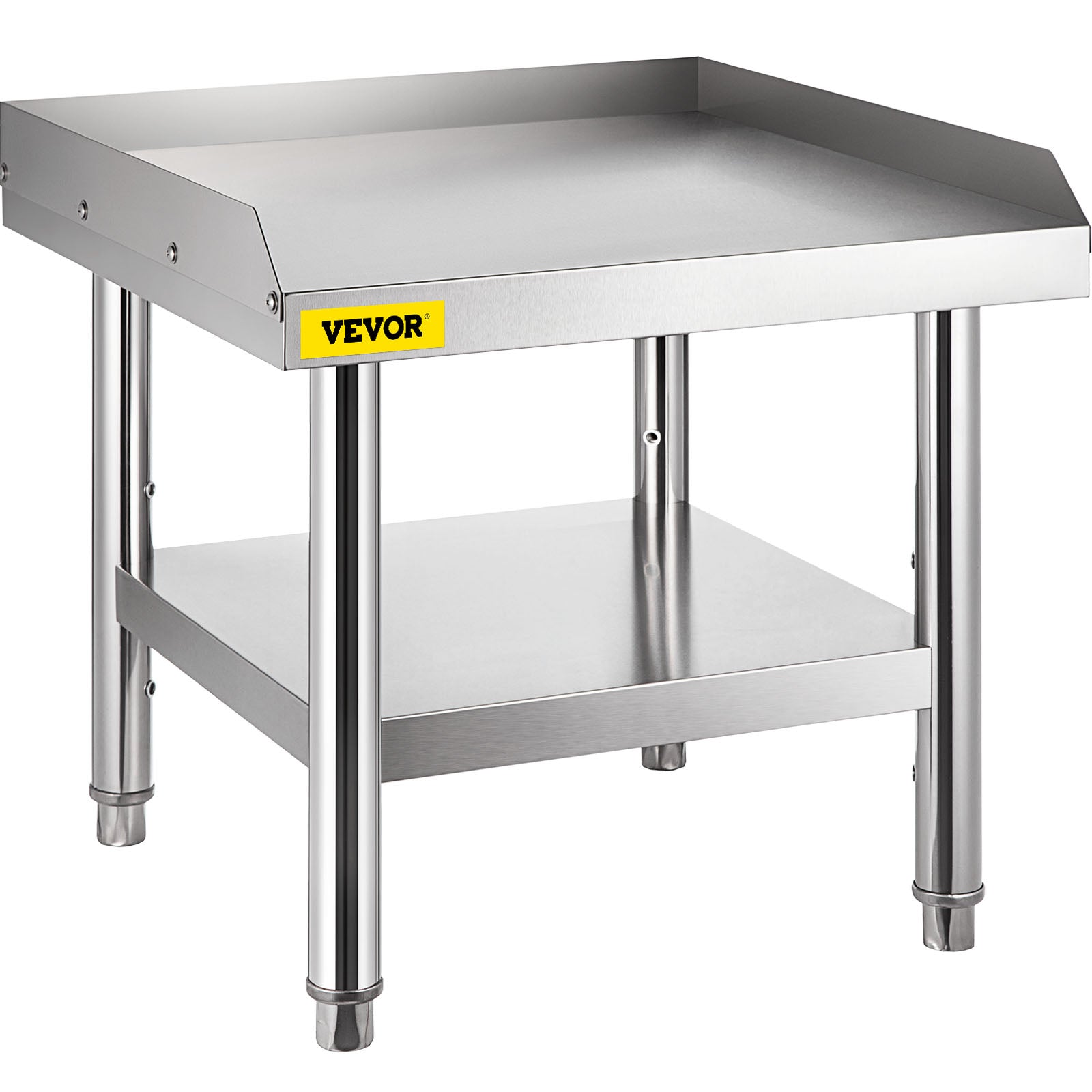 VEVOR Stainless Steel Table， 24 x 24 Inch， Heavy Duty Prep and Work Metal Workbench with Adjustable Storage Under Shelf and Table Feet， Commercial Equipment Stand for Hotel， Restaurant and Home Kitchen