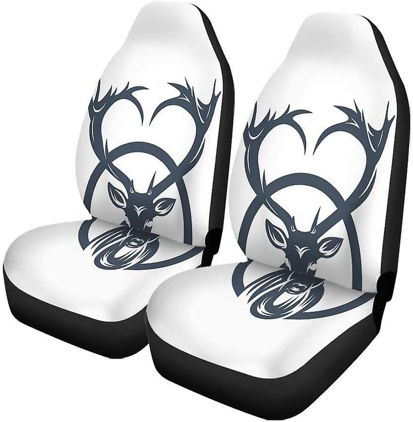 Set Of 2 Car Seat Covers Antlers Love Deer Universal Auto Front Seats Protector Fits For Car，suv Sedan，truck