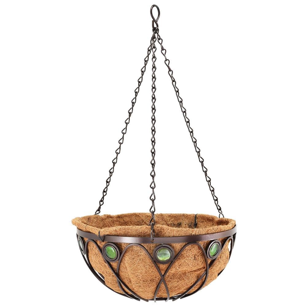 Arcadia Garden Products Emerald 16 in. Black Metal Coconut Hanging Basket CB02