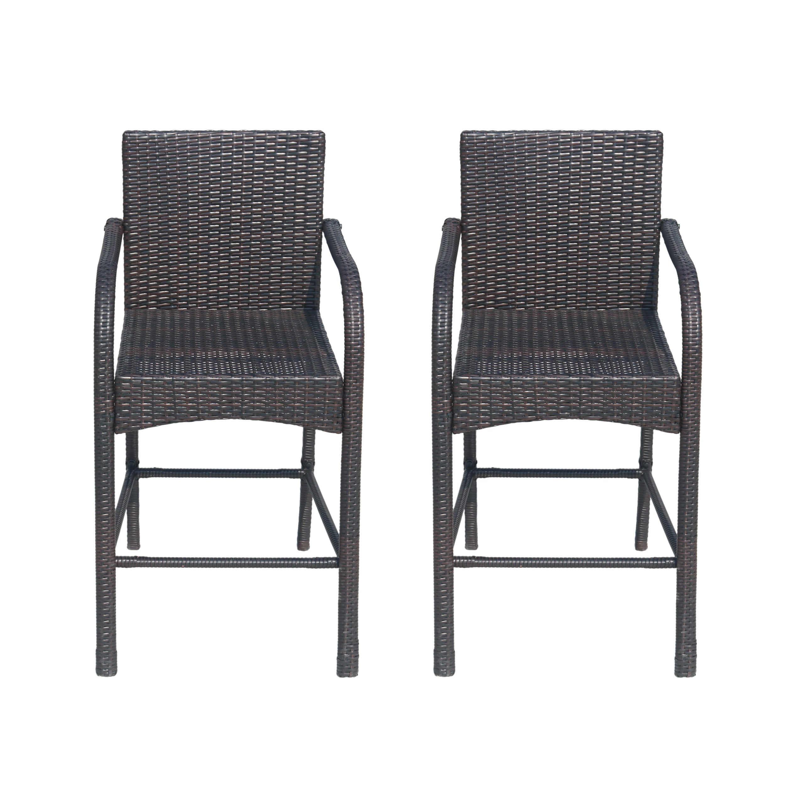 Iremide Outdoor Wicker Barstool Chair (Set of 2)