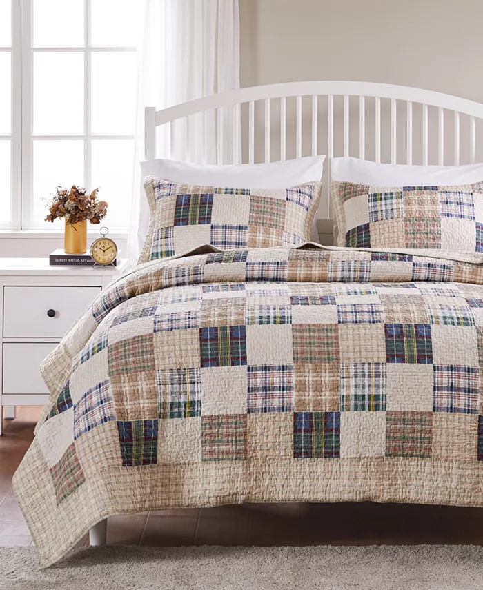 Greenland Home Fashions Oxford Quilt Set， 3-Piece Full - Queen